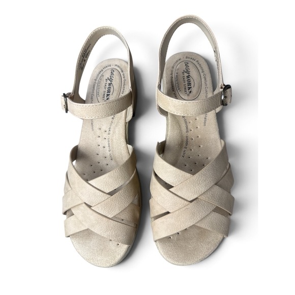 Easy Works by Easy Street Shoes - Easy Works by Easy Street Women Beige Slip Resistant Comfort Sandals 9.5W 201166
